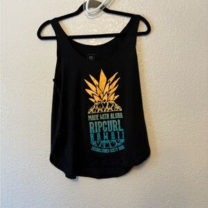 Rip Curl Black Tank Top with Yellow and Teal Graphic